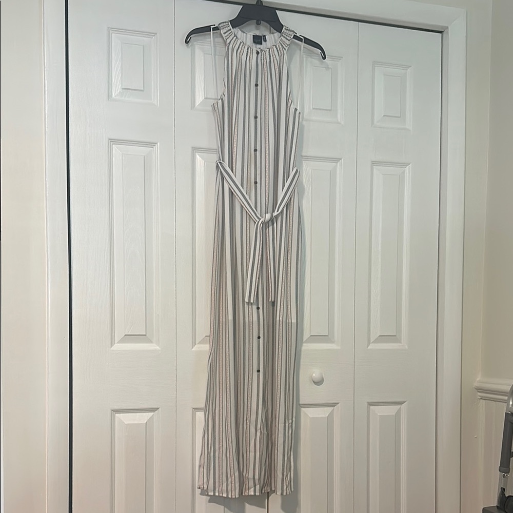 Kaari Blue Striped Maxi Dress - White and Gray